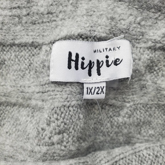 Military Hippie Forever Roses Grey Knit Sweater Size 1X NWT - Picture 6 of 7
